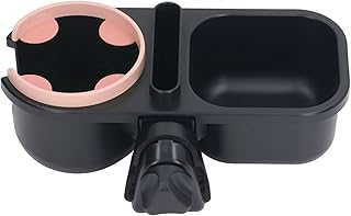 Universal Stroller Snack Tray, 3 in 1 Stroller Cup Holder 360 Degree Rotatable Large Space Firm Mount for Bicycle (Pink)