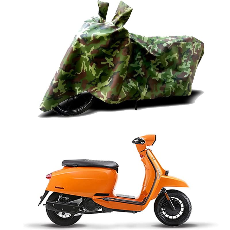 Image of 100% Water Resistant Full Bike Scooty Two Wheeler Body Cover Compatible for Lambretta V125 /UV-Rays /Heat Protection /Birds Dropping /Scratchproof /Dust Proof /Waterproof /All Varients[Green MJ]