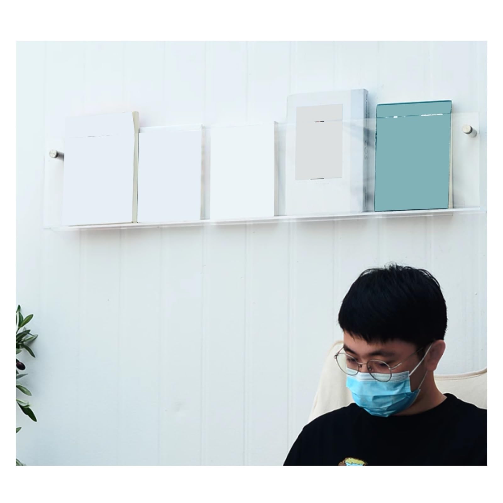 HKSDKABOP Acrylic Floating Bookshelves， Clear Acrylic Brochure Holder Wall Mount 30-100cm(80cm/31.4in)