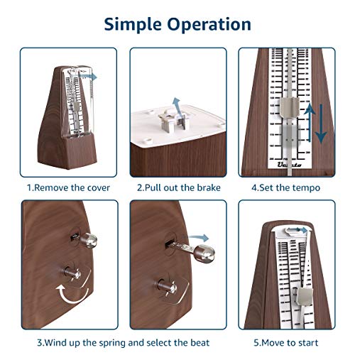 Mechanical Metronome Wood Grained Loud Sound/High Precision/No Batteries Needed/For Piano/Guitar/Violin/Drum And Other Instruments (Tower Design) #TOP3