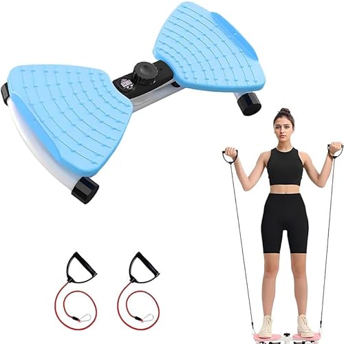 ツイストボード 静音設計 ダイエット器具 スタンディング ツイスター 抵抗ロープ付き 耐荷重 150KG お腹周り・下半身痩せに最適 室内運動器具 お腹痩せグッズ 健康グッズ 女性用家庭用フィットネス機器 (ブルー)