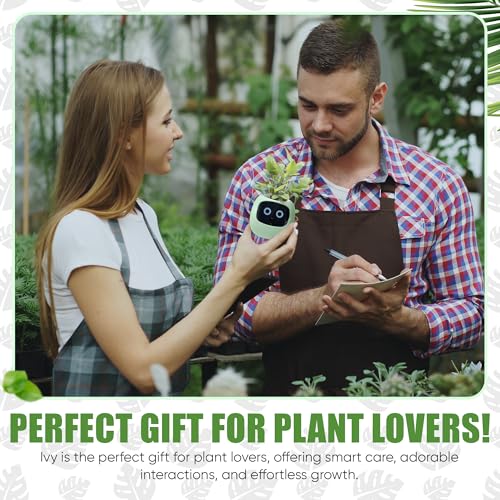 Image of Interactive Plant Pot - Smart Planter, AI Pet Plantagotchi, tamagotchi, Leafypod and Plantiboy, Robot Flower with Feelings, Electric Maceta, Indoor Flowerpot with Water, Digital Gifts (green)