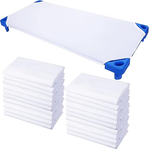 Miniatura 1 de Sábanas de cuna para niños pequeños y preescolares, de tela de algodón puro, transpirable, color blanco, sábana bajera estándar de guardería para