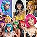 Sarannala Bob Wig with Flat Bangs Include Wig Cap 12 Inch Black Short Hair Wig Synthetic Fiber Adjustable Size for Women Halloween Costume Party Colorful Wigs