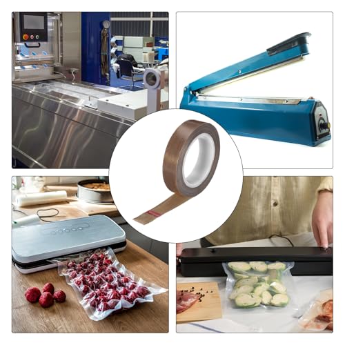 Image of MECCANIXITY 10m /33ft x 13mm /0.5in PTFE Tape, Brown, High Temp, Adhesive, Insulating, for Hand Sealers, Vacuum Sealers, Electrical Protection