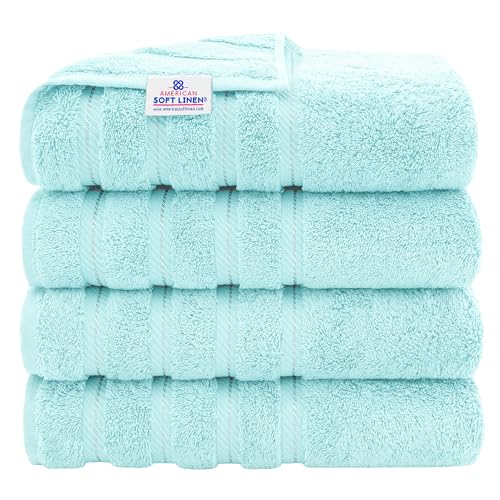 Image of American Soft Linen 100% Cotton Luxury Turkish Towels, 4 PC Bath Towel Set | Soft Absorbent Quick Dry OEKO Tex Standard 100 Certificated Durable Machine Washable Breathable Premium Hotel Quality