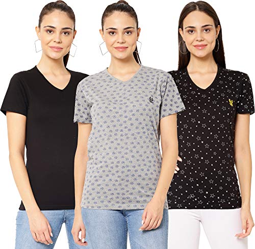 Image of Mack Jonney V-Neck Regular Fit Half Sleeve Women T-Shirt (Pack of 3)