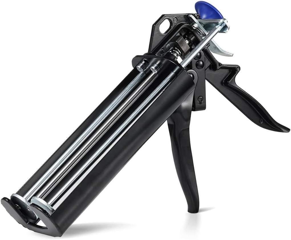 Manual Cartridge Caulking Gun, Double Component Dripless Adhesive Applicator, 28:1 High Thrust Ratio For 400Ml / 13.5Oz Dual Cartridges, Perfect For Panels And Tiles