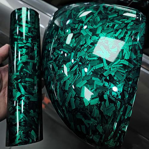 Image of LZLRUN Gloss Green Forged Carbon Fiber Car Vinyl Wrap Film 1ft x 3.5ft
