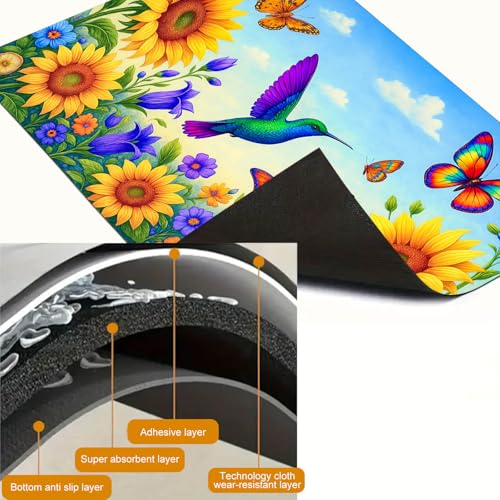 Image of HOMETITUTE Hummingbird Sunflower Stove Top Cover 28x20 Heat Resistant