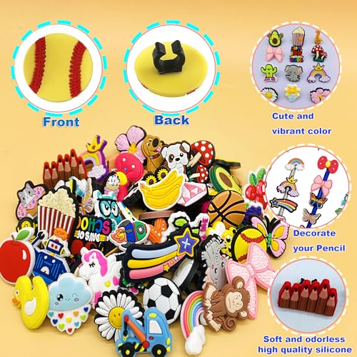 Kinearcharms 60 piezas de clips para lápices diferentes miniatura 4