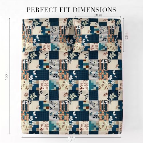 Image of VAS COLLECTIONS 240 TC Cotton Double Bedsheet with 2 Pillow Covers, Ultra Soft & Breathable Bed Sheet Set, Skin Friendly, Fade Resistant, Easy Care Bedding, 90 x 100 Inches - Turquoise Blue