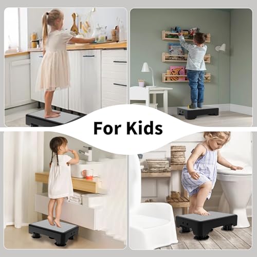 Image of Adjustable Step Stool for Adults, Toddler Step Stools, 660 LBS Capacity Non-Slip Safety Step Platform for Elderly and Kids, Portable Stair Assist for Cars, Bedside, Kitchen, and Shower, Grey