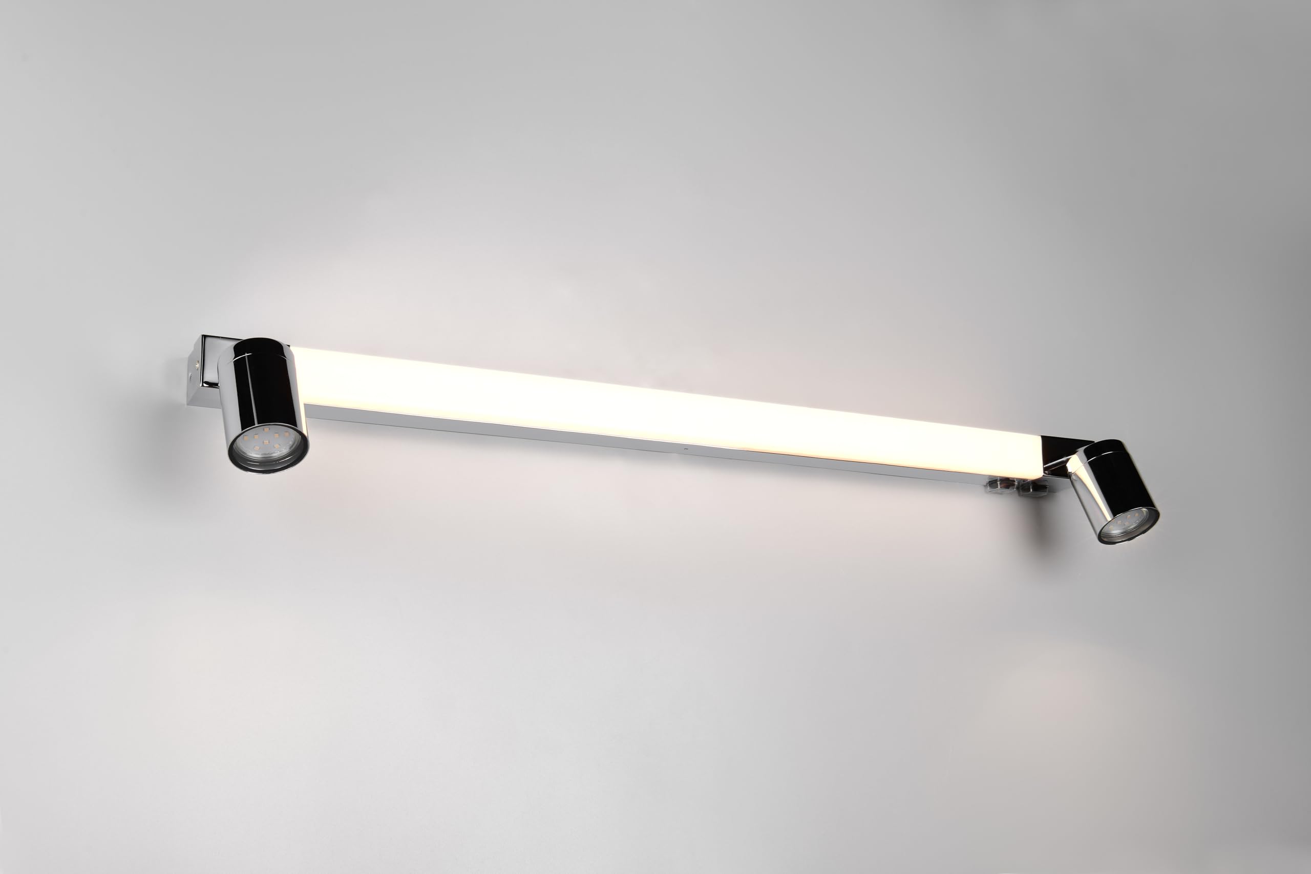 Trio Leuchten Lámpara de pared para baño LED ENRICO 281479306, metal cromado, LED de 9 vatios, excl. 2x GU10, color de luz ajustable