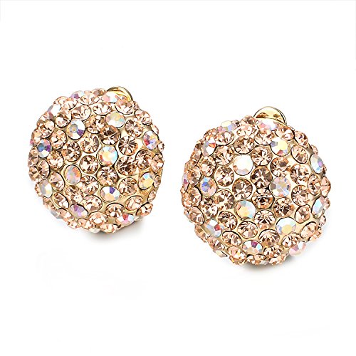 Yoursfs Gold Clip On Earrings Round Austrian Crystals 18K Rose Gold Plated Earring Jewelry Women #TOP3