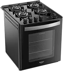 Fogão de Embutir 4 Bocas Preto com Mesa de Vidro Dako Supreme Bivolt