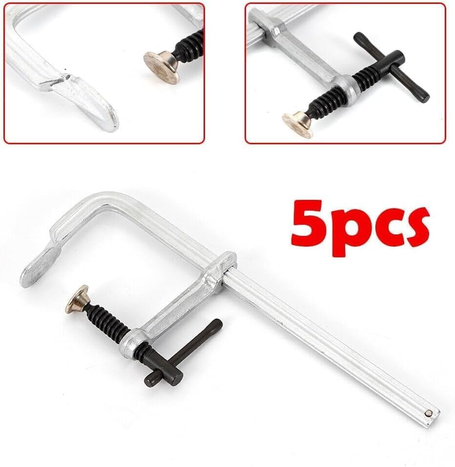 Miniatura 2 de Abrazadera de soldadura F para carpintería, 12.4 x 4.33 pulgadas, apertura máxima de 8 pulgadas, juego de abrazaderas de acero sólido de alta