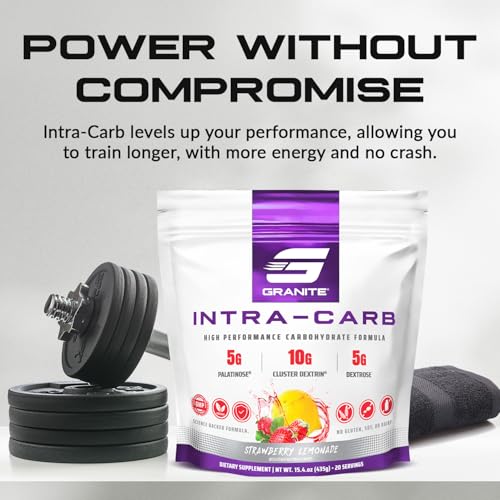 Image of Granite Intra Carb Powder, Strawberry Lemonade Flavor, High-Performance Carbohydrate Blend with Cluster Dextrin, Palatinose, & Dextrose, Supports Energy and Training (20 Servings)