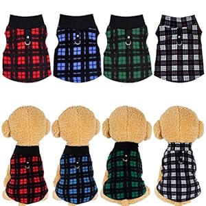 4 Pieces Buffalo Plaid Dog Sweaters with Leash Ring Soft Fleece Vest Dog Pullover Warm Jacket Pet Dog Clothes Winter Dog Outfits for Small Puppy Cat Pets small Cucciolini Doodles 4 pieces buffalo plaid dog sweaters with leash ring soft fleece vest dog pullover warm jacket pet dog clothes winter dog outfits for small puppy cat pets small cucciolini doodles