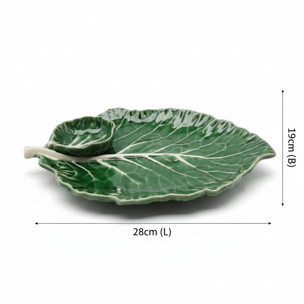 Talerz ceramiczny 28 cm z miseczkami do dipów, talerz do serwowania fajansu