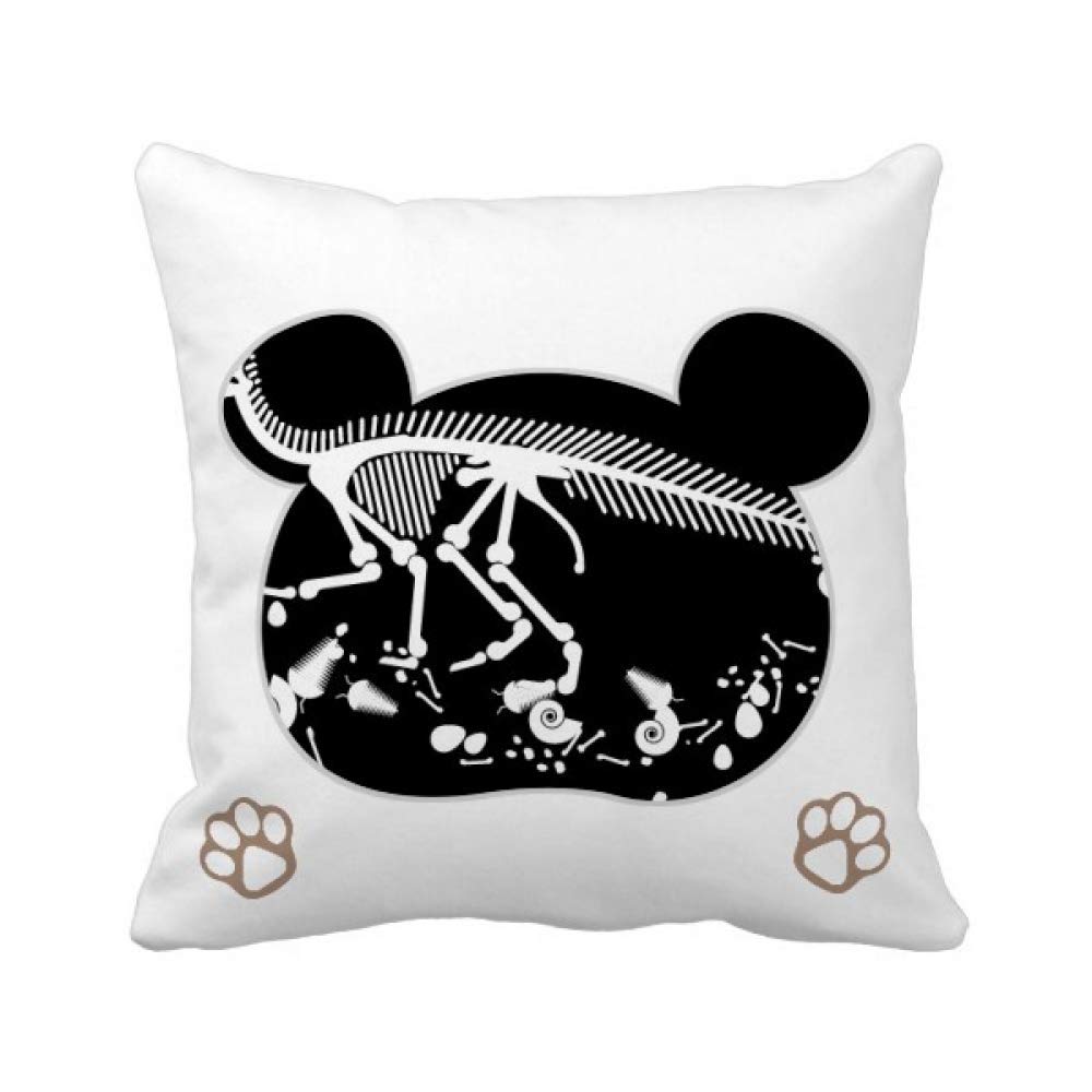 Housse de coussin os de dinosaure noir en tissu jacquard haut de gamme