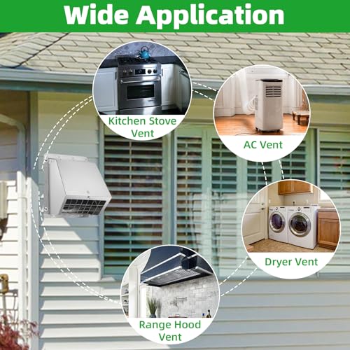 3 Inch Dryer Vent Cover Outside with Mesh and Damper,304 Stainless Steel Wall Vent Exhaust Vent Cover,3" Metal Dryer Vent Cover,Exterior Dryer Vent Hood Cap for Laundry Dryer Range Hood AC Air Vent by JYINCPED - Used condition - Image 7