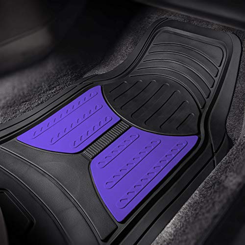 Image of FH Group Monster Eye Full Set Rubber Floor Mats w. Trimmable Vinyl Trunk Liner /Cargo Mat Black- Fit Most Car, Truck, SUV, or Van (Purple /Black) F11313- F16403