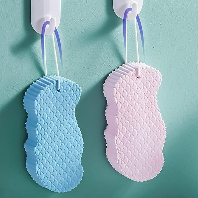Samp Ultra Soft Bath Body Shower Sponge, Super Soft Exfoliating Bath Sponge Spa Scrub Exfoliating Dead Skin Remove Reusable,Sponge Bath Sponge for Adults Children and Pregnant Women (Multicolor) (2pcs)