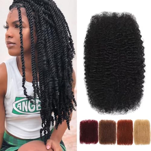 Afro Kinkys Human Hair Bulk 50g/Pack Natural Black 100% Human Hair Soft 4C Afro Kinky Bulk Human Hair for Locs Extensions/Twists/Braids (Natual Black, 22 Inch)
