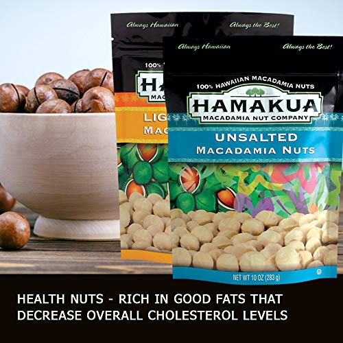 Hamakua Macadamia Nuts Twin Pack — Lightly Salted and Unsalted Flavors — 100% Natural Hawaiian Macadamian Nut No Carb Healthy Snack — 2 x 10oz (283g) Bag