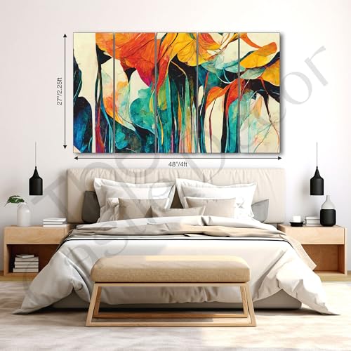 Image of The Castle Decor Abstract art painting with frame Big Size 27x48 Wall art for living room,Bedroom,Drawing room,Hotels-Wooden Framed-299