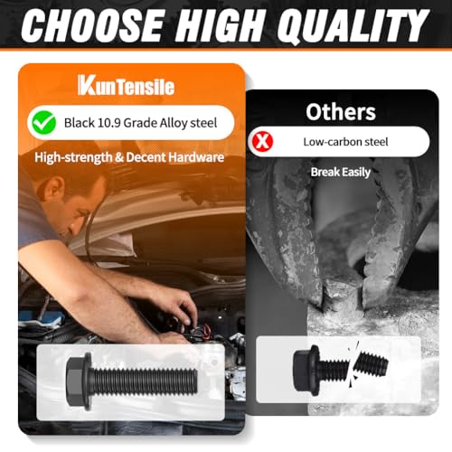 Image of M8x35mm Flange Hex Bolts and Nuts Kit Grade 10.9 Metric Screws 10Pack Black