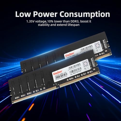 Image of KingSpec 16GB DDR4 RAM 3200MHz for Desktop - Plug-and-Play, Home & Office Use, Standard Version, 288-Pin DIMM CL18 1.35V Computer Memory Compatible with Most Intel /AMD PCs