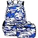 DSIUE Backpacks for Boys School Bags for Kids Elementary Bookbag and Lunch Box Set Camo Blue