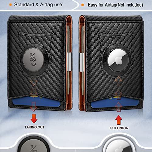 KS Mens Wallet Gift Airtag or Standard Use,Slim Front Pocket Leather Wallet Money Clip 11 cards RFID Blocking2