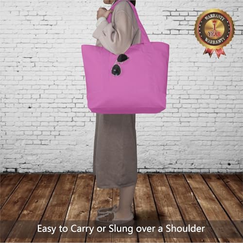 Image of TOPDesign 6-Pack Canvas Tote Bags with an External Pocket, Reusable Grocery Shopping Bags, Top Zipper Closure, Daily Essentials (Light Purple)