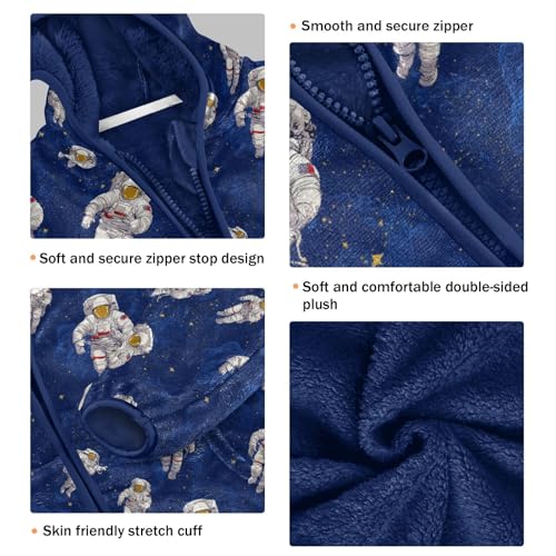 Astronaut Toddler Fleece Jacket Baby Boys Hooded Zipper Long Sleeve Thick Warm Outerwear 3-10 Years3