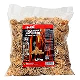 HARK Holzwolle Anzünder für Kamin und Grillkohle Sack 1,5 kg Kaminanzünder Ofenanzünder Grillanzünder Ökoanzünder mit extra langer Brenndauer, geruchslos, kein Ruß