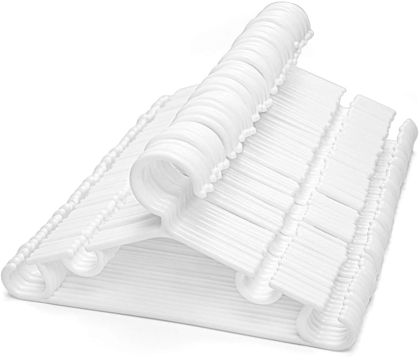 60 Pcs Nursery Hangers Plastic Children's Hangers for Baby Toddler Kids Clothes Coat - White, 27 x 14 cm