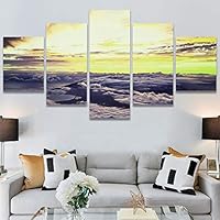 SIGNWIN 5 Panel Canvas Wall Art Modern Art Coastal Colorful Multicolor Photography Romantics Sunset for Home Decorations Ready to Hang - 60