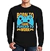 Darkwear Born To Game Forced To Work Novelty Mens Longsleeve Joke Party Gift Tee Top(Black,4XL) #1