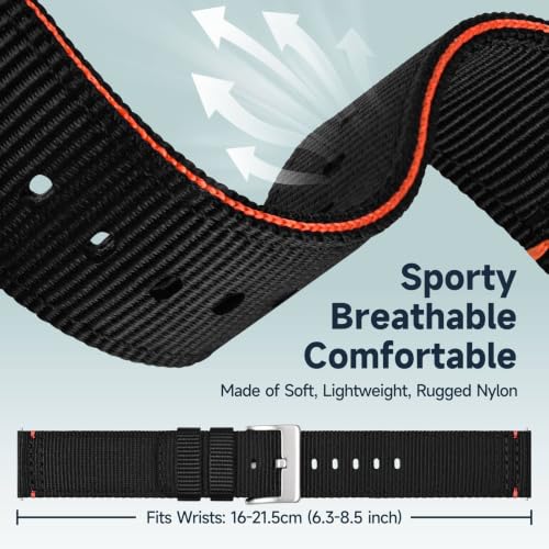 Image of WOCCI Nylon Watch Bands, Contrast Woven Design, Quick Release, Stainless Steel Buckle, Band Width 20mm 22mm 24mm 26mm