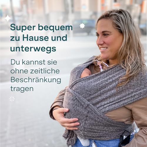 Koala Babycare Tragetuch Baby Neugeborene - Einfach Anzuziehen für Mütter und Väter - Babytrage Multi-Use Bis 9kg - Babytragetuch Anthrazitgrau
