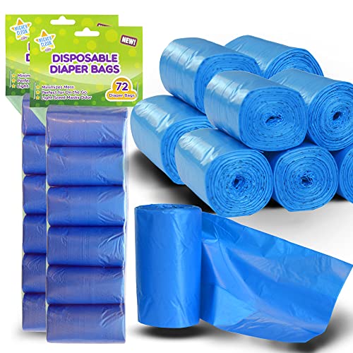 Image of Mighty Clean Baby Disposable Diaper Bag Refill Rolls - Waste Sacks with Light Powder Scent - 144 Count