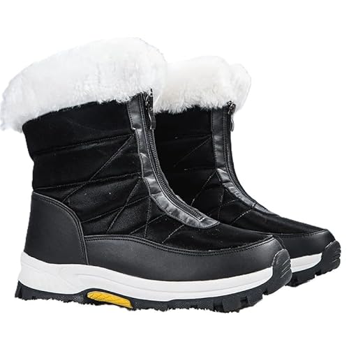 Women's Winter Snow Boots, Ankle Length, Black with Fur Lining, Zipper 2026