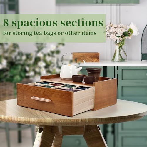 image for Craflakow Tea Station Organizer for Countertop, Wooden Tea Bag Holder 