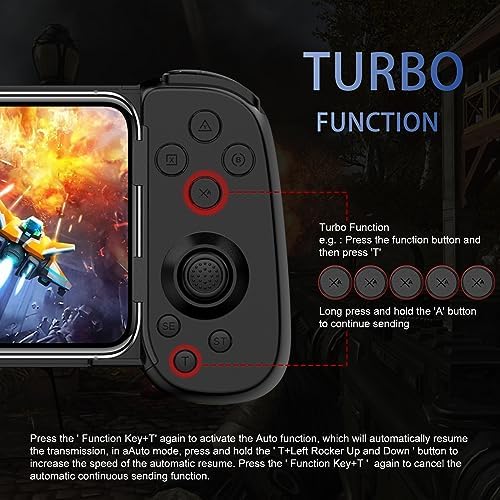 Wireless Controller for iPhone/Android/PC/iPad/Tablet/APPL Arcade MFi Games/Switch/PS4, Support Streaming on PS5/PS4/Xbox/PC Console, Cloud Gaming Gamepad Joystick - Turbo/6-Axis Gyro/Dual Motors - 2