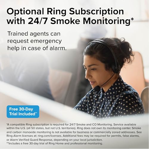 Image of Kidde Smart Smoke Detector, Ring App Enabled for Real-Time Notifications, Wire-Free Interconnectivity, AA Battery Powered