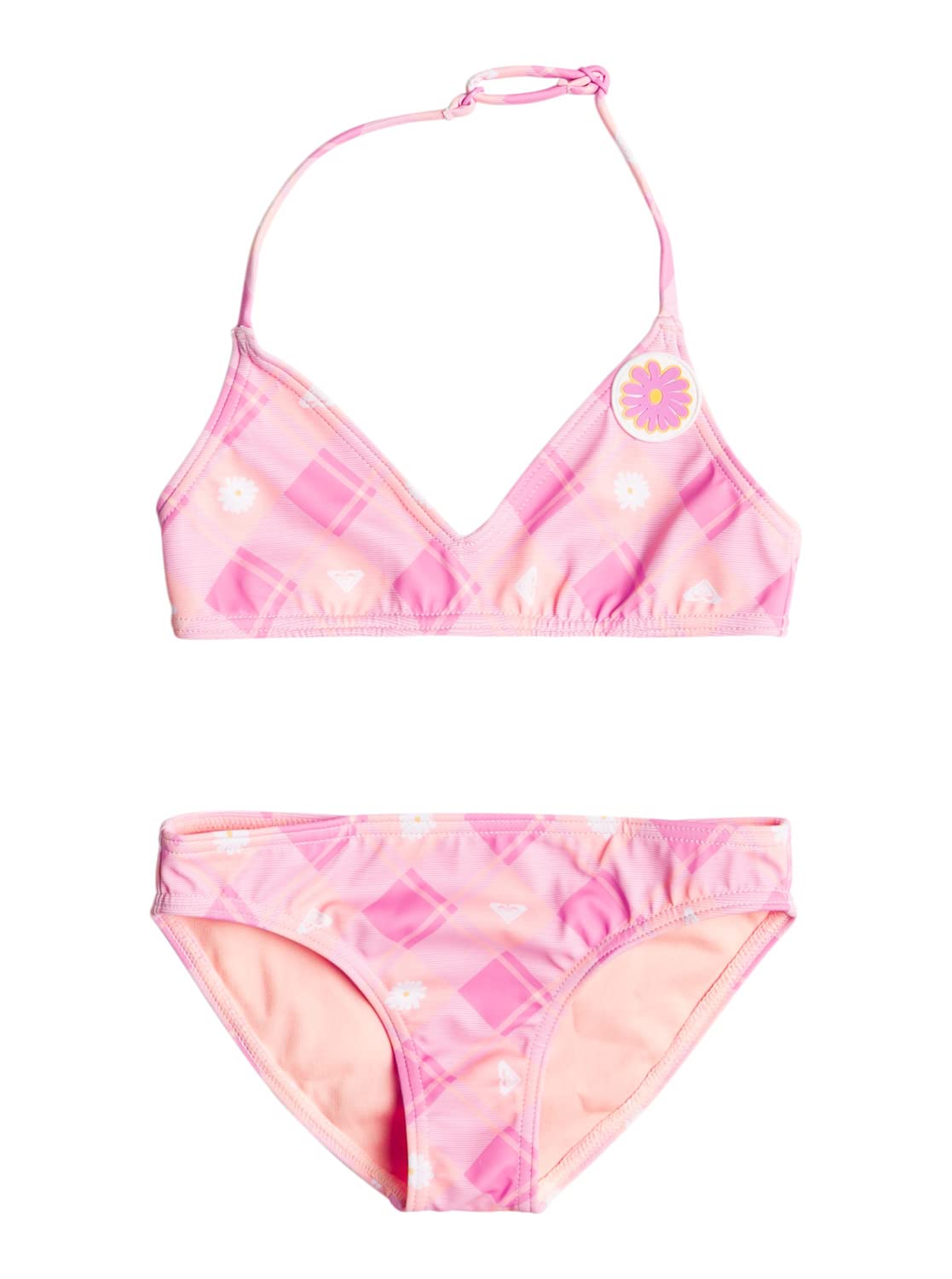 Roxy Flower Plaid - Conjunto de Bikini Triangular para Chicas 2-7