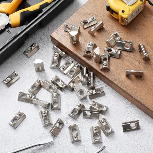 Yaocom 100 peças M8 rolo meio redondo em mola T porcas prata M8 rosca T mola aço carbono padrão euro